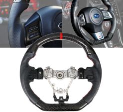 2015-2020 Subaru WRX/WRX STI Carbon Fiber & Perforated Leather w/Red Stitching Steering Wheel  - SW-SBWRX15-CFPLRDRD