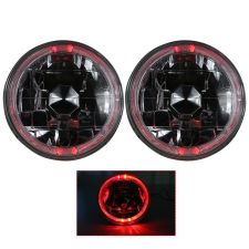 w/Red Halo LED Universal 5 Inch Round Headlights Crystal Clear  - UB-A000207