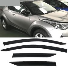 2017-2021 Toyota C-HR Polycarbonate Window Visors 4PC Set w/Chrome Trim  - WD-TCHR-CHBK-PC
