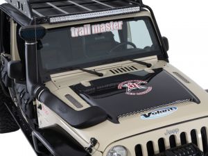 2013-2015 Jeep Wrangler RKS Fiberglass Ram Air Hood w/Carbon Fiber Blister - 48012010