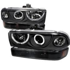 1998-2004 Chevy S10 Halo Black Projector Headlights - 2LBLHP-S1098JM-RS