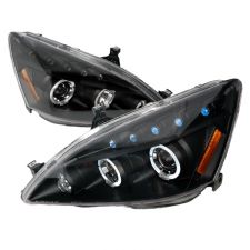 2003-2007 Honda Accord Halo LED Black Projector Headlights - 2LHP-ACD03JM-TM