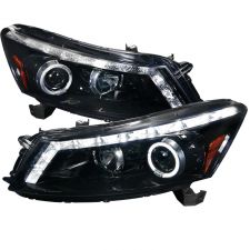 2008-2012 Honda Accord 4DR Sedan Halo Gloss-Black-Smoke Projector Headlights - 2