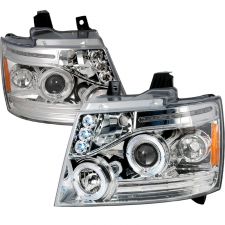 2007-2012 Chevy Avalanche Halo LED Chrome Projector Headlights - 2LHP-AVA07-TM
