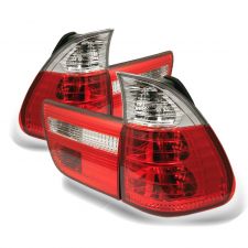 2000-2006 BMW E53 Red/Clear Euro Style Tail Lights - 111-BE5300-RC