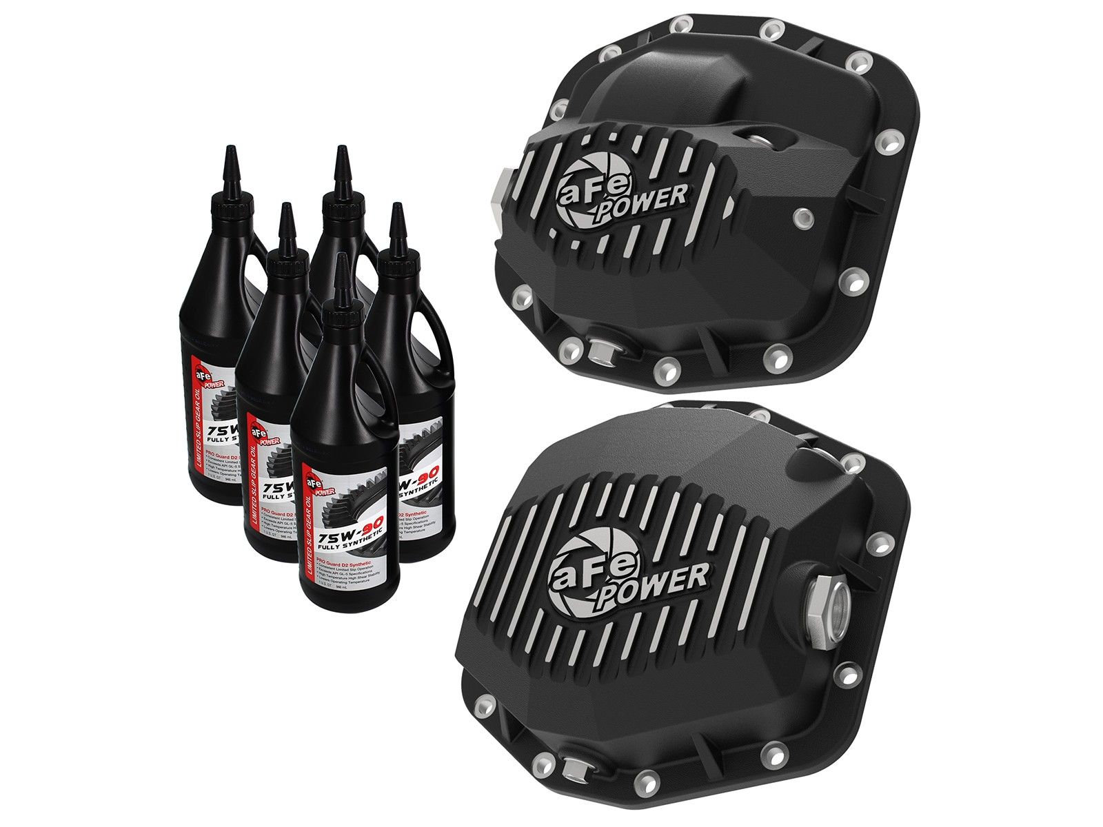 2018-2019 Jeep Wrangler JL V6 3.6L Pro Series Front & Rear Differential Covers - Machined Fins w/ Gear Oil