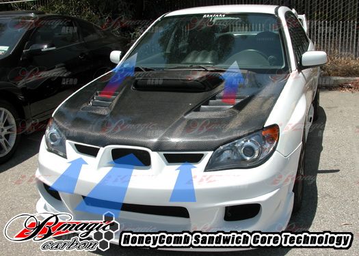 2006-2007 Subaru Impreza WRX R1 Carbon Fiber Hood