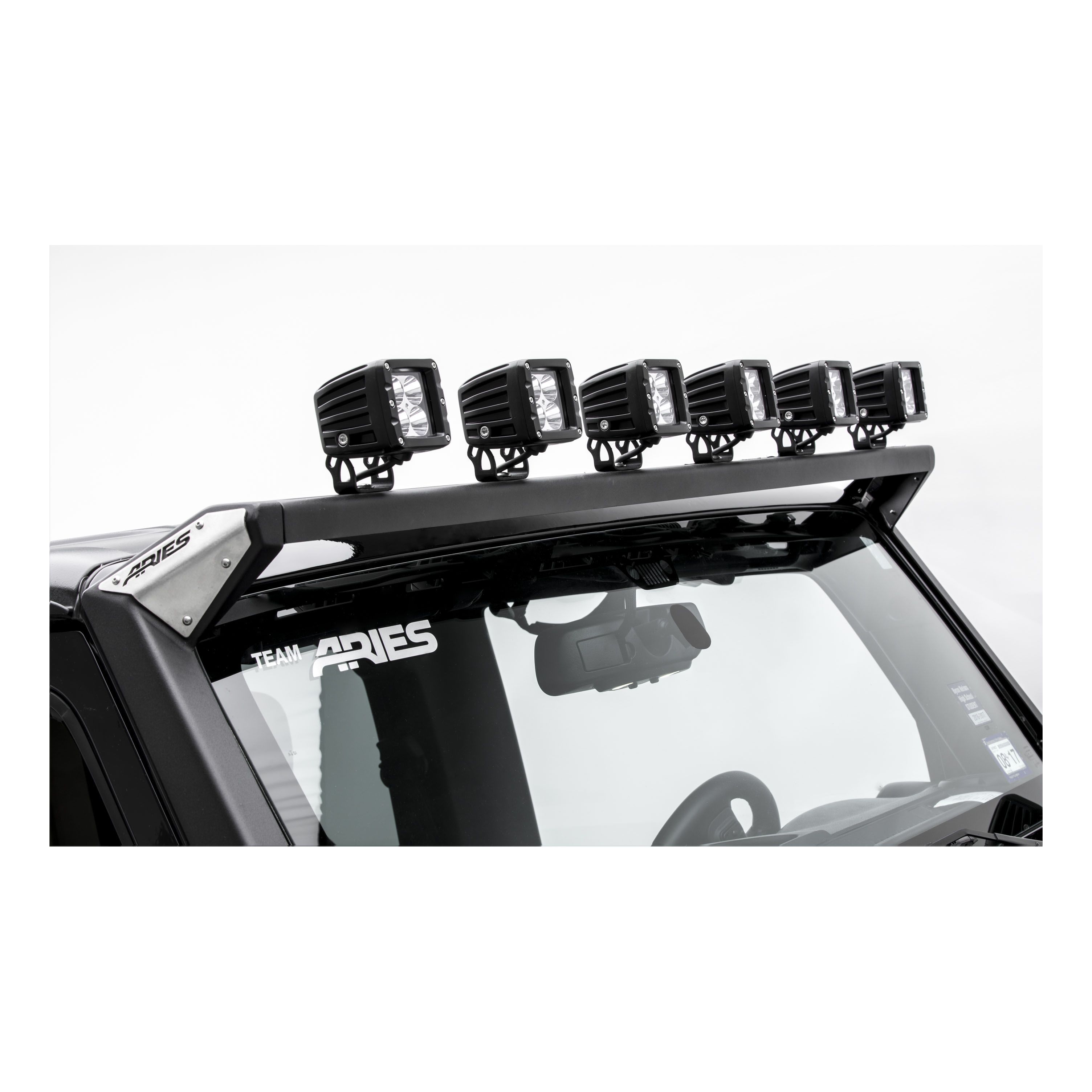2010-2017 Jeep Wrangler Aries Black Roof Light Mounting Brackets & Crossbar Rubicon/SPORT