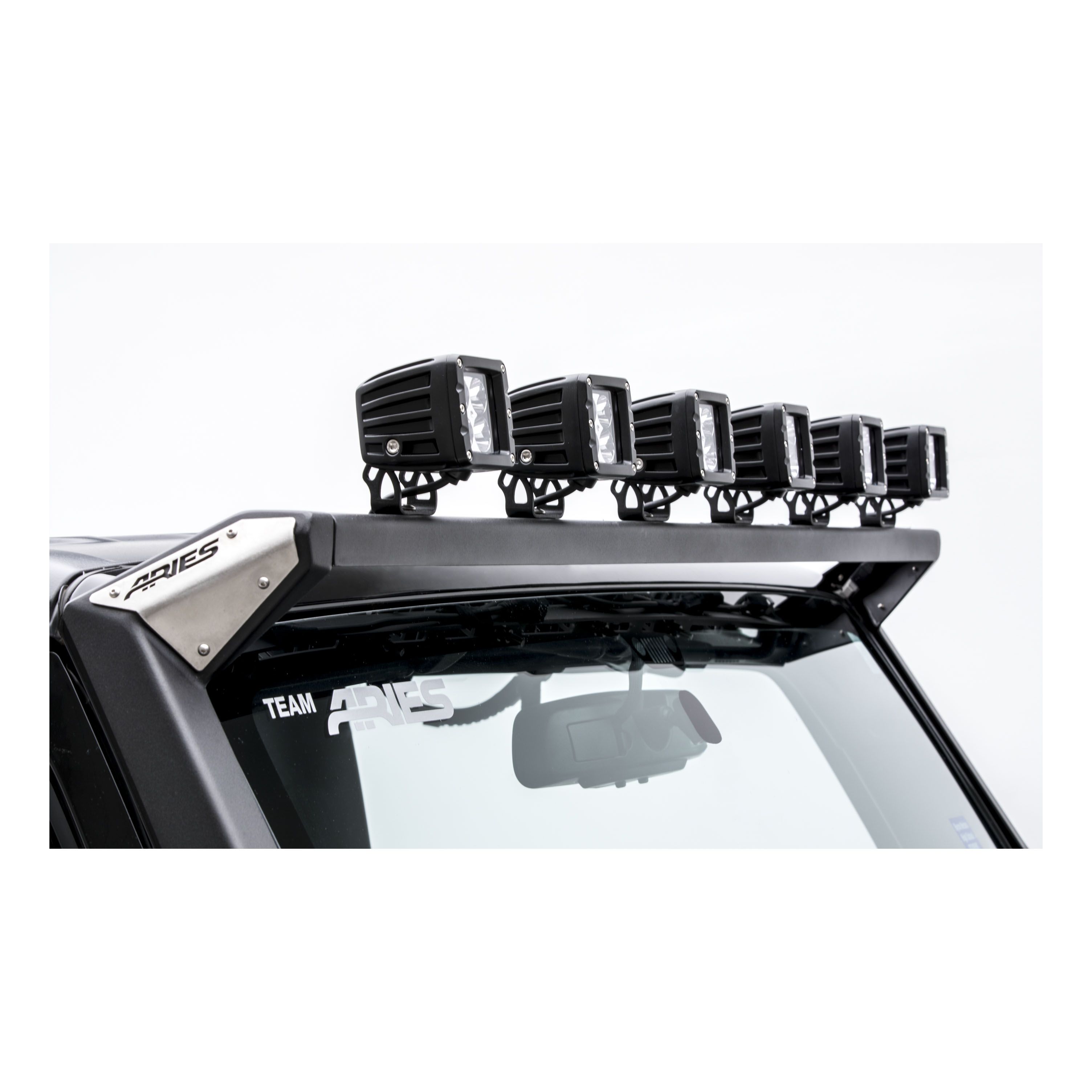 2010-2017 Jeep Wrangler Aries Black Roof Light Mounting Brackets & Crossbar Rubicon/SPORT