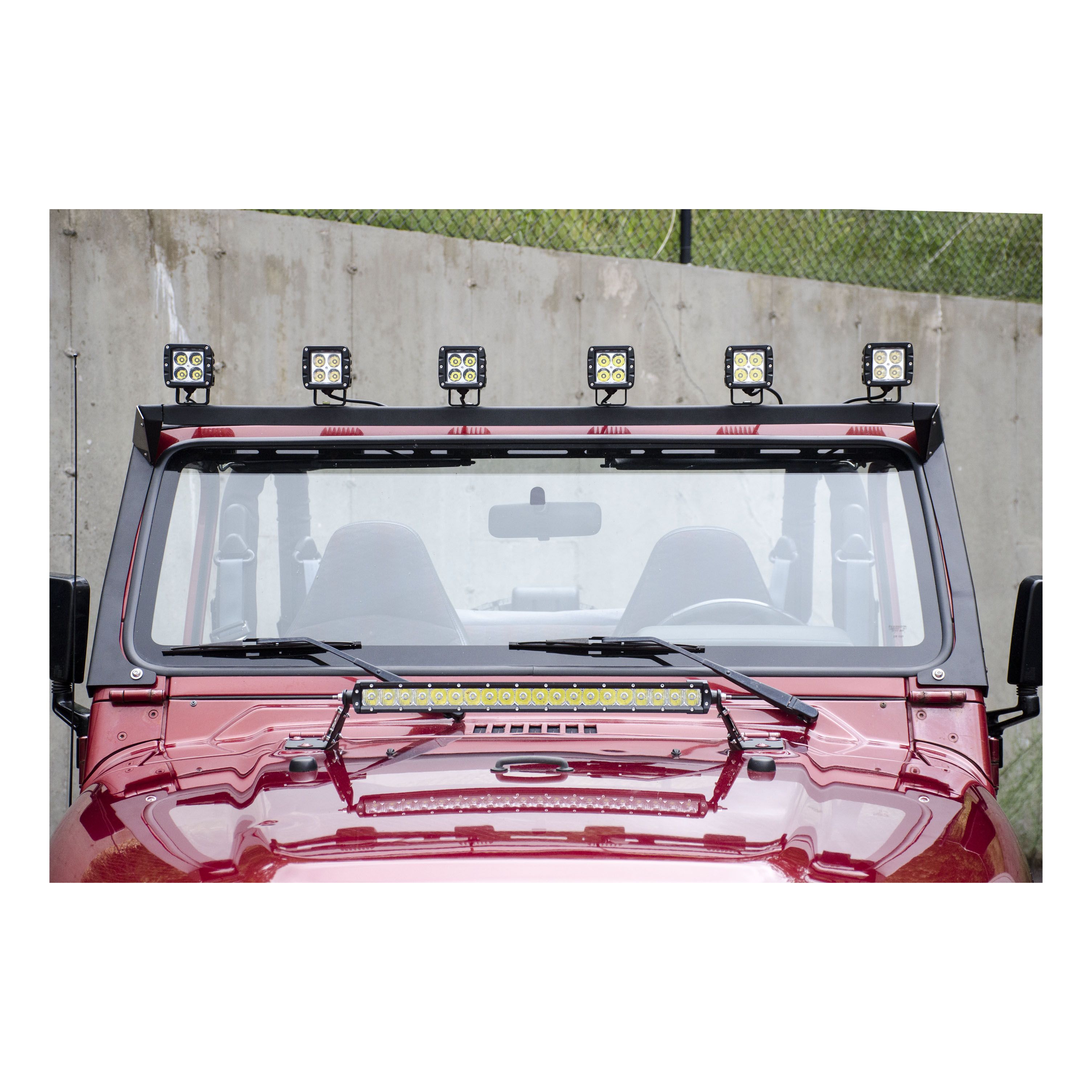 1997-2001 Jeep Wrangler Aries Black Roof Light Mounting Brackets & Crossbar Sahara/SE/SPORT