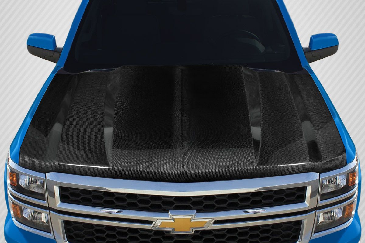 20142015 Chevrolet Silverado Carbon Fiber 2" Cowl Hood 1 Piece 117531