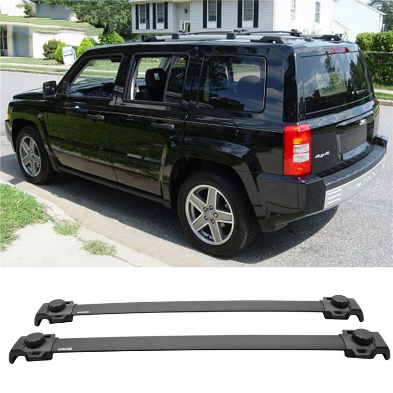 20072015 Jeep Patriot Aluminum OE Style Roof Rack Rail Cross Bar Black