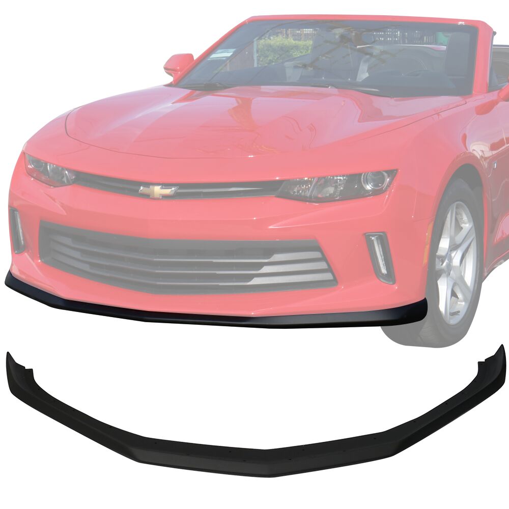 IKON MOTORSPORTS, Front Bumper Lip Compatible With 2016-2024 Chevrolet Camaro, 1LE Style Carbon Fiber Print Front Lip Finisher Under Chin Spoiler