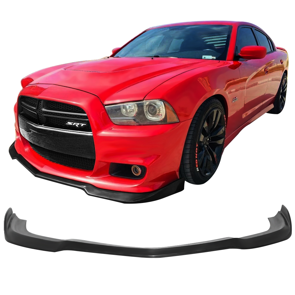 Front Bumper Lip Spoiler Air Chin Body Kit Splitter Painted Carbon Fiber ABS, Q1-TECH Front Bumper Lip fit for compatible with 2011 2012 2013 2014 Dodge Charger STP-Style 