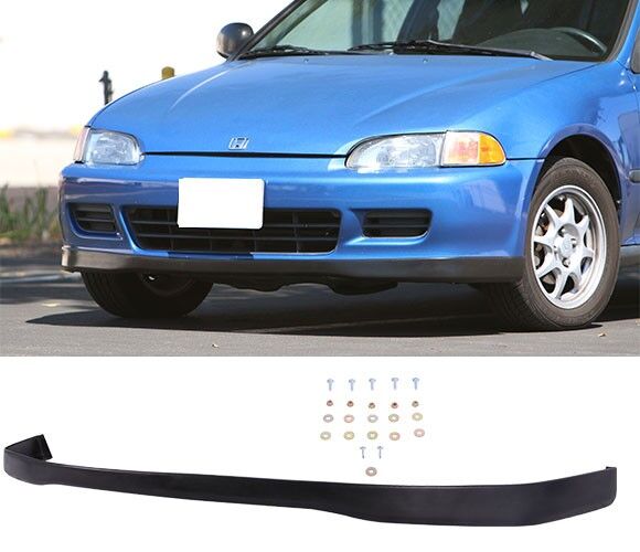 [GT-Speed] SiR Style PU Front Bumper Lip, Compatible With 1992-1995 Honda Civic Coupe/Hatchback Factory Bumper Only