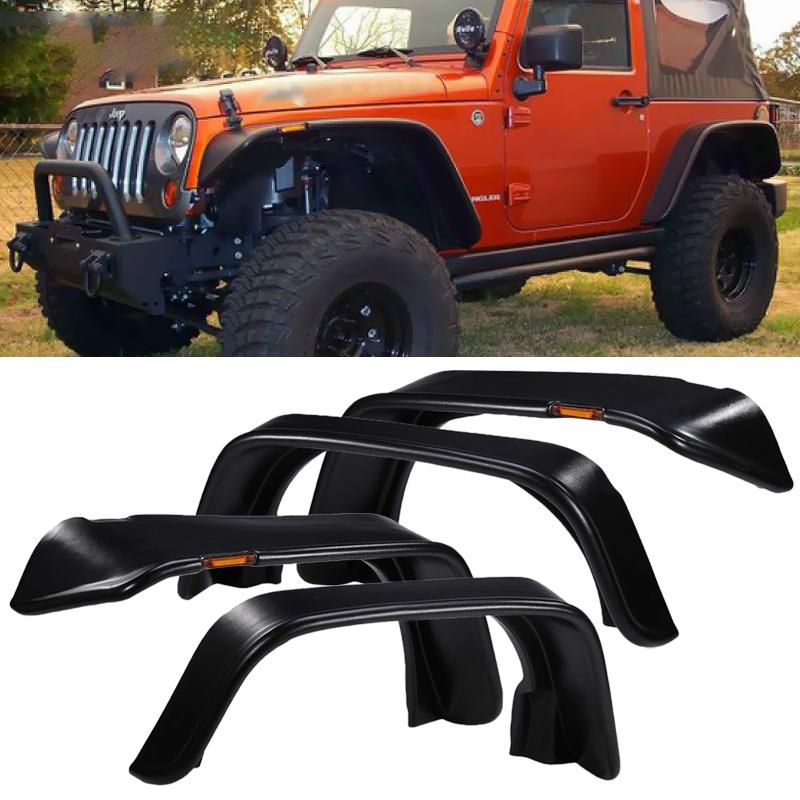 20072017 Jeep Wrangler JK Fender Flares w/Side Lights Flat Textured