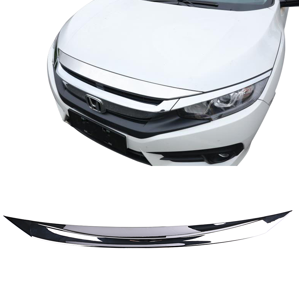 Front Hood Bonnet Lip Compatible With 2016-2018 Honda Civic Glossy Black Bumper Bonnet Lip Guards Cover Vent By IKON MOTORSPORTS 2017 