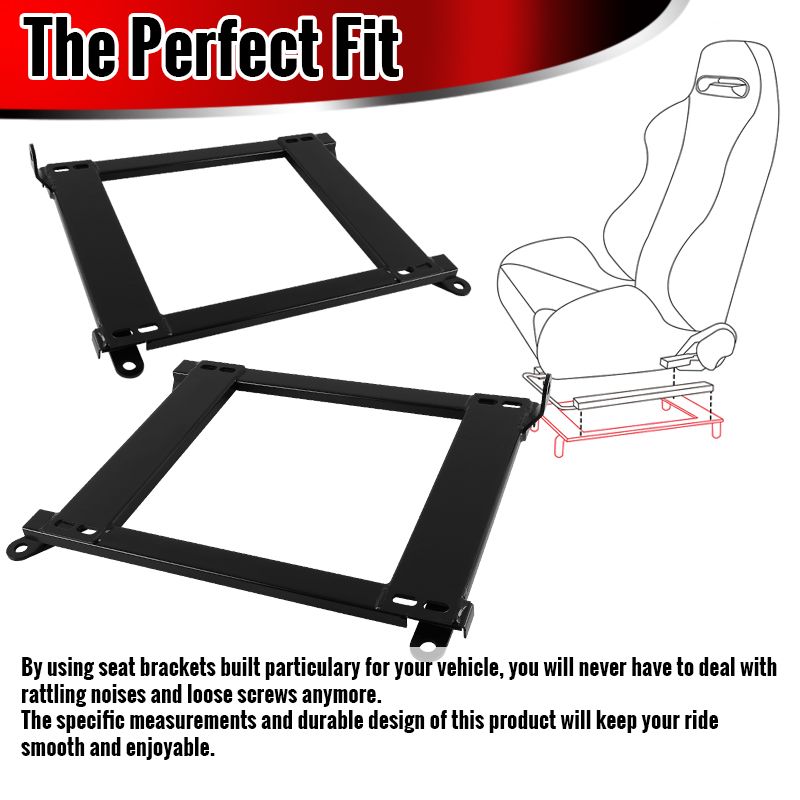 PAIR L + R HEAVY DUTY 5mm RACING SEAT BRACKET ADAPTER FOR 1999-2004 MUSTANG NEW