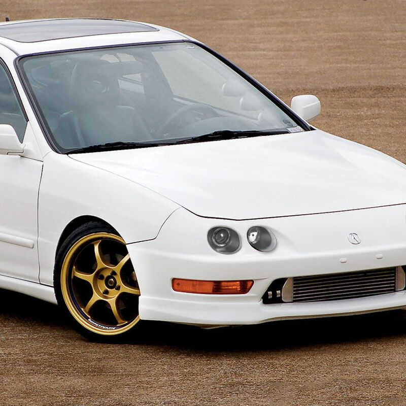 Black LED Halo Projector Headlights For 1998-2001 Acura Integra - Pair Left & Right Lamps