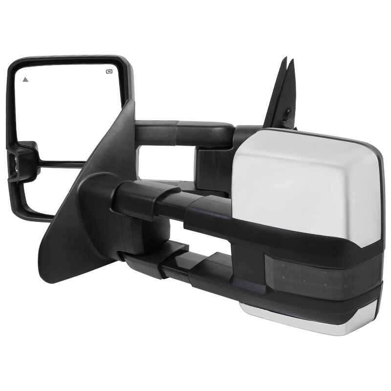 For 2007-17 Toyota Tundra Power Heated Running Signals Light Tow Mirrors Black