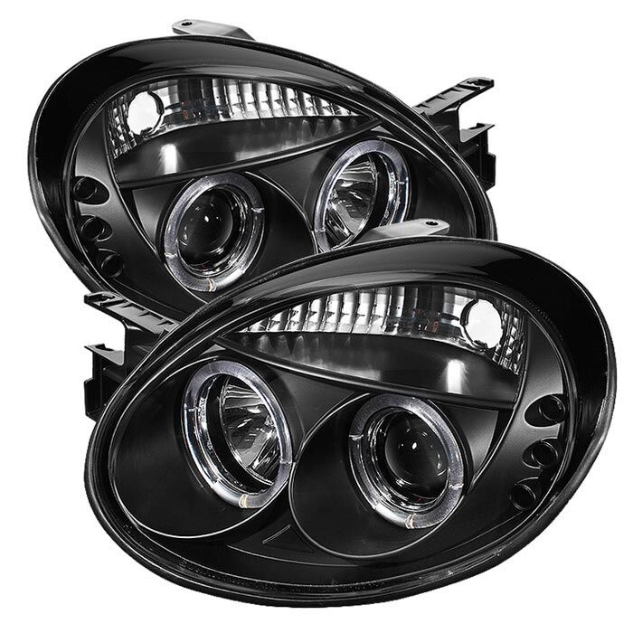 Spec-D Tuning Black LED Halo Projector Headlights For 2003-2005 Dodge Neon - Pair Left & Right