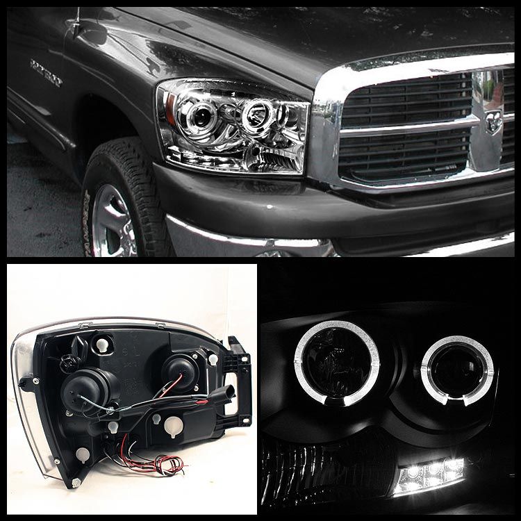 20062008 Dodge Ram 1500/2500/3500 Chrome Halo Projector Headlights