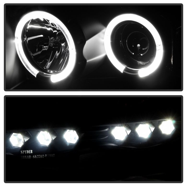 2002-2005 Dodge Ram 1500 Halo Black Smoke Projector Headlights-PRO