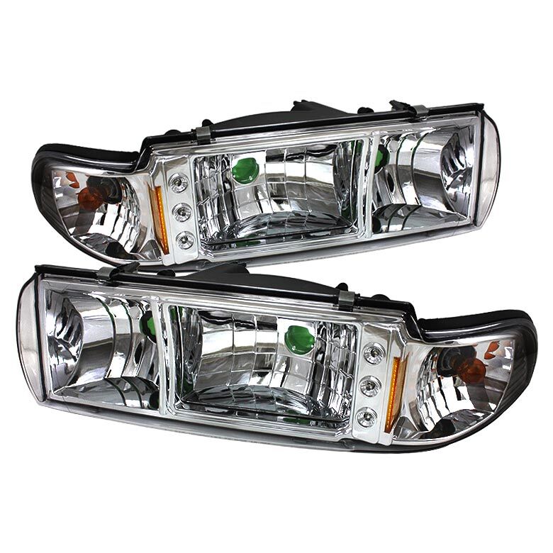 LED Crystal Headlights W/ Corner Signal For 91-96 Chevy Caprice / 94+ Impala - Chrome Housing